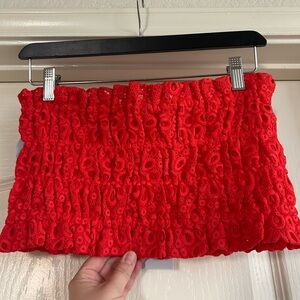 NWT Hill House June Nap Top Poppy Red Scallop Lace Size M